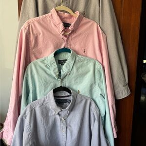 Men’s Polo shirts, package of four, grey, blue, pink, mint green